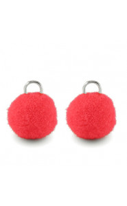 Pompom charm with loop 10mm - Silver-neon pink
